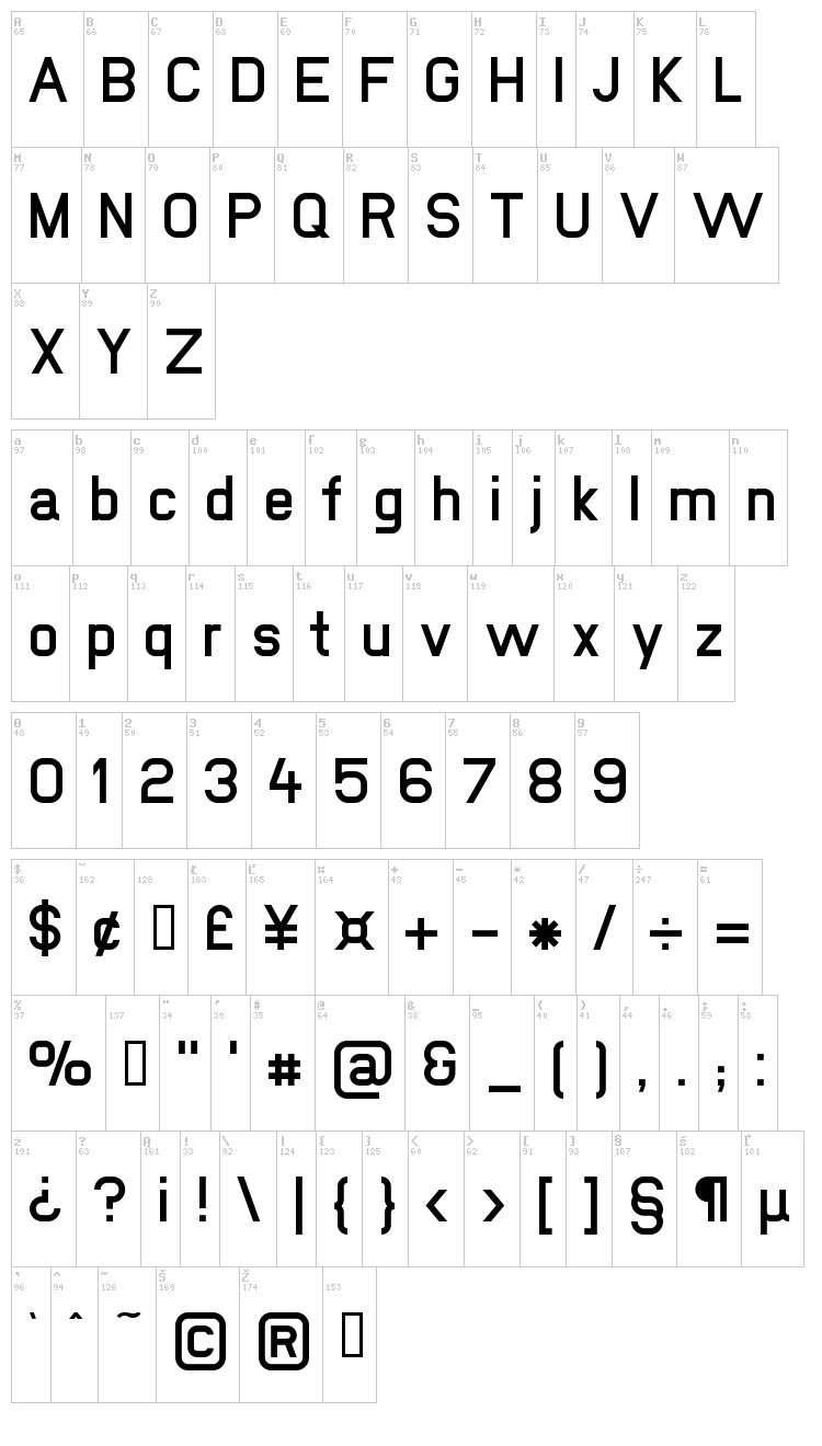 New Media font map